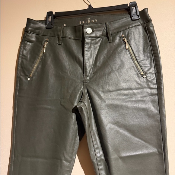 White House Black Market Dark Green Faux Leather Coated Pants - Picture 8 of 11